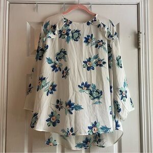 Van Heusen XXL Sheer Off White Shirt With Blue Floral Detail